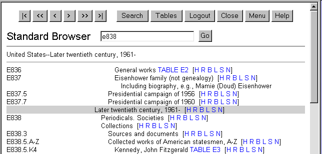 Browse Screen for E838 in Standard
Browser Without Frames